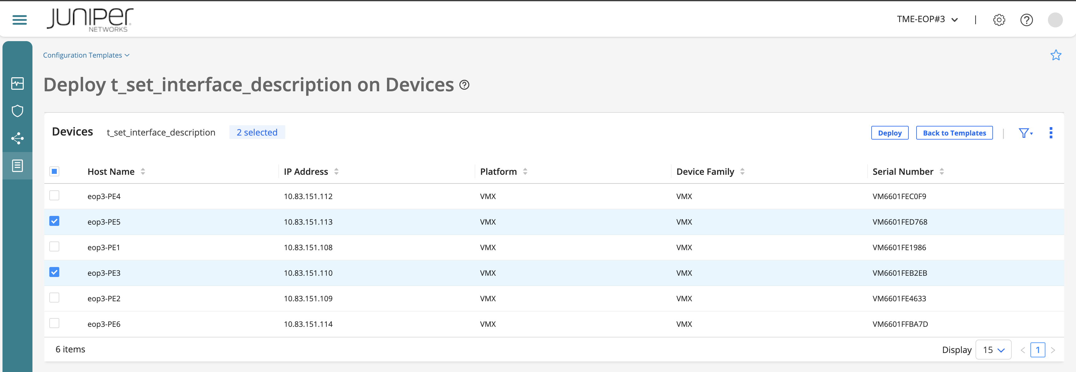 Configuration Templates deploy