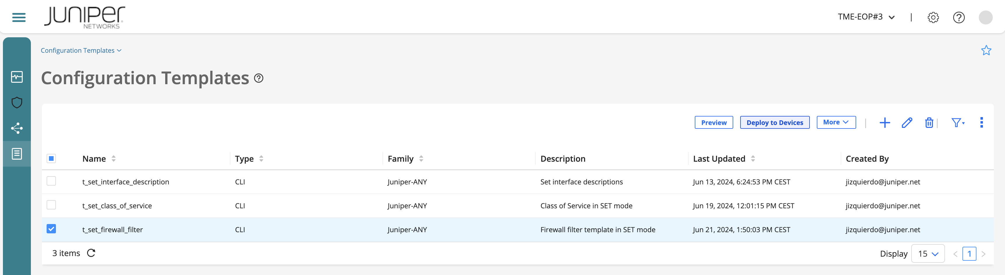Firewall filter deploy
