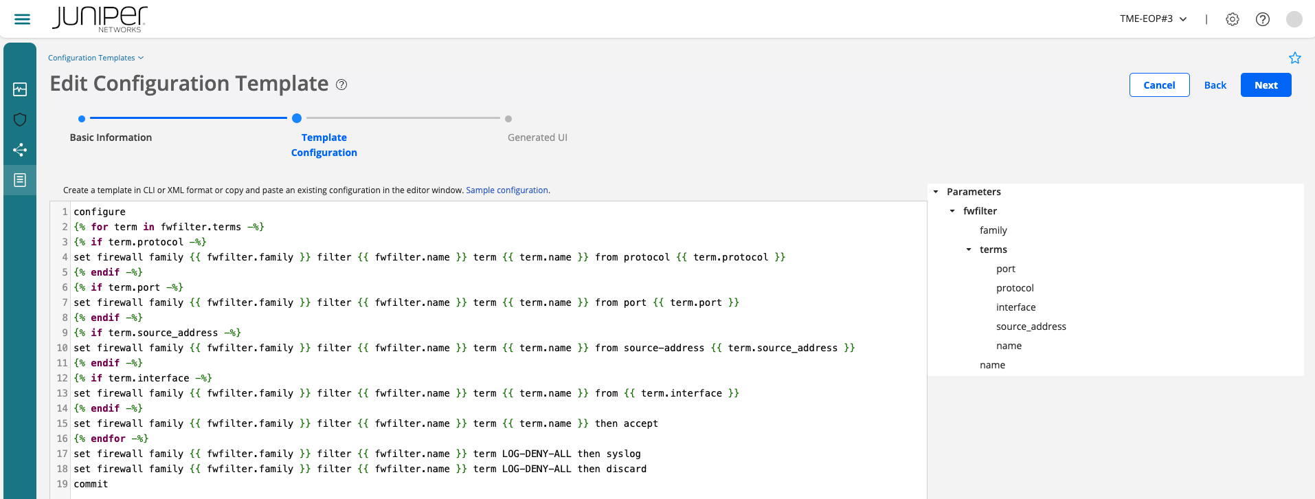 Firewall filter jinja template
